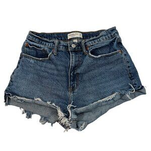 Abercrombie & Fitch Curve Love High Rise Mom Short Jean Denim Cut Offs 28 6 BTS